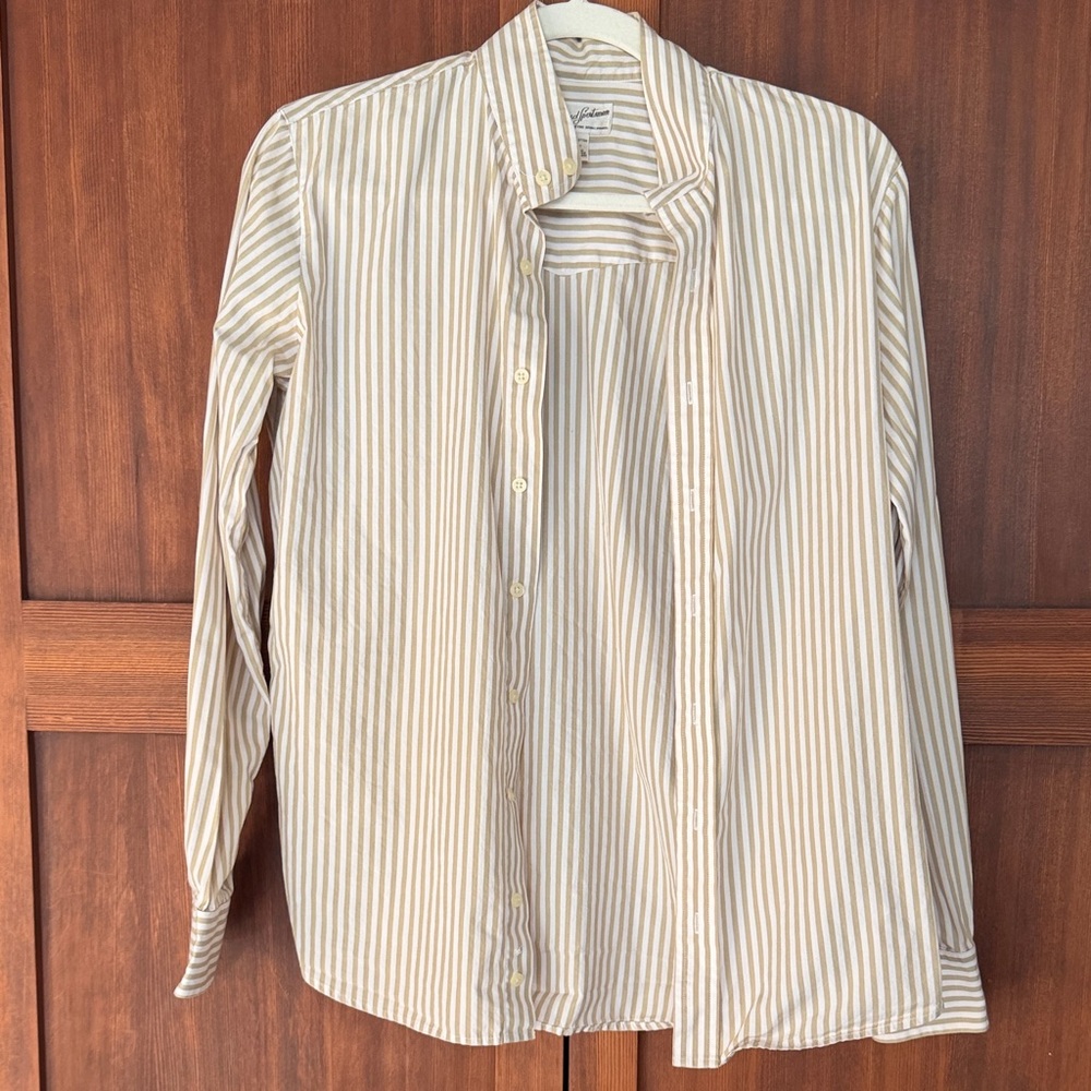 The Tailored Sportsman Striped riding show Shirt in Cream and Tan